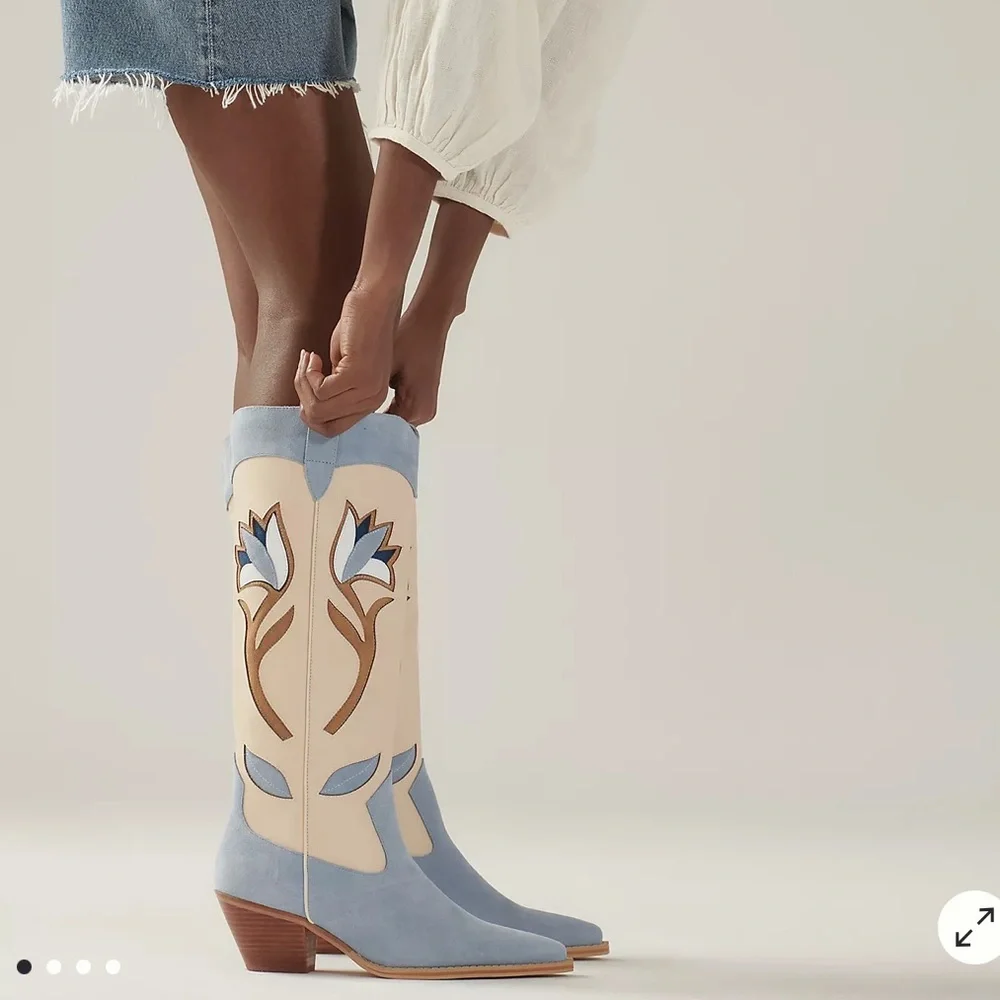 NWT MATISSE X ANTHROPOLOGIE Cool Hand Wester Boot, Blue, size 6 - Picture 2 of 4